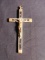 Silver Tone and Inlaid Wood Crucifix