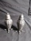 Pair Silver Plated Footed S&P Shakers with Dutch Scenes