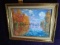 Contemporary Framed Oil on Canvas-Fall on the Lake signed 1985