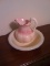 Upstairs - Ceramic Wash Bowl & Pitcher w/ Light Pink Detail