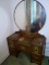 Upstairs -Antique 1930s Waterfalls Knee Hole Vanity with Mirror