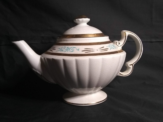 Vintage Elkgreave Marbr Gold Decorated Teapot