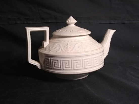 Vintage Pottery Teapot with Greek Key Motif