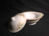 Vintage Hand painted Covered Serving Bowl