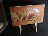 Vintage Wooden Decaled Fire Screen/Table