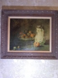 Framed Oil on Canvas-Still Life of Peaches