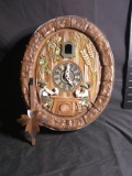 Vintage Black Forest Oval Coo Coo Clock with Tavern Scene