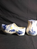 Delft Dutch Shoe and Miniature Vase