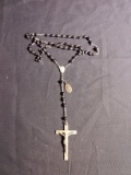 Silver Tone Crucifix with Rosary Beads