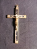 Silver Tone and Inlaid Wood Crucifix