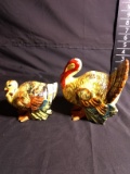 Pair Ceramic Turkey Figures