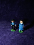 Pair Cast Iron Amish Farmer and Wife Figures
