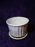 Ceramic McCoy Planter with Bamboo Motif and Underplate