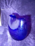 Studio Art Glass Cobalt Blue Pinched Top Vase