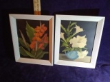 Pair Framed Contemporary Prints-Flowers