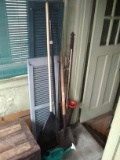 BL-Corner Clean Out-Plastic Shutters, Rake, Shovel, Plastic Watering Can, Plungers