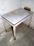 Vintage Black Rim Enamel Top Kitchen Table-BASEMENT