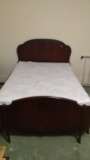 Upstairs - Antique Mahogany Curved Wrap Around Bed - Double