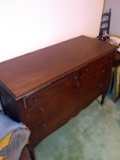 Upstairs - Antique Mahogany Double Dresser w/ Burled Walnut 2/2