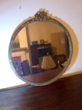 Upstairs - Antique Gold Gilded Mirror w/ Flower