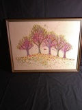 Upstairs -Framed Embroidery Work-Cherry Blossom in the Fall