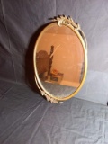 Upstairs -Antique Oval Metal Framed Mirror