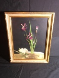 Upstairs -Framed Watercolor-Purples Irises
