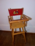 Upstairs -Vintage Doll High Chair with Decoupage Dutch People