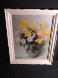 Upstairs -Framed Print-Flowers in Silver Plated Pitcher