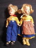 Upstairs -Pair Jointed Composition Dutch Boy and Girl Dolls
