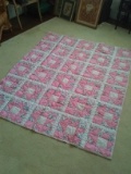 Upstairs -BL-Contemporary Quilt with Pink Accents