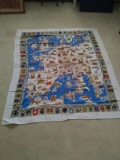 Upstairs -BL-Vintage Printed Tablecloth -Map of Europe