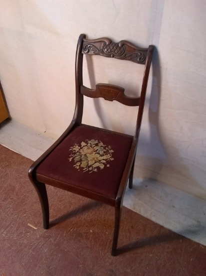 Antique Mahogany Carved Back Side Chair