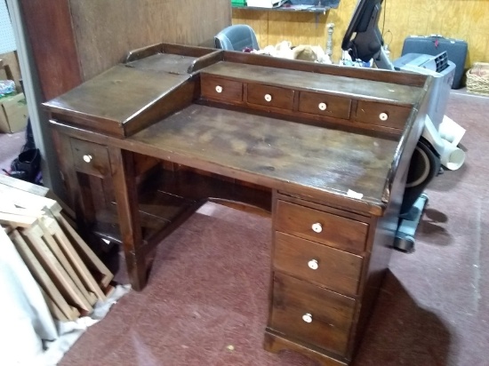 Custom Pine Knee Hole Desk with Lift Document Document Box