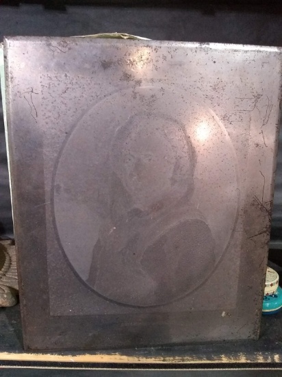 Antique Etched Steel Engraving Plate-Martha Washington