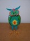 Painted Novelty Metal Owl Figure
