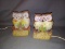 Pair of Vintage Ceramic Nightlight Owl Lamps