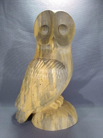 Handcarved Wooden Owl Figure