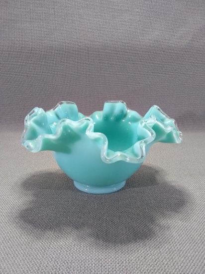 Fenton Aqua Blue Silvercreast Bowl