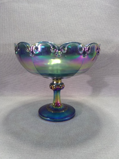 vintage Carnival Glass Irridescent Compote