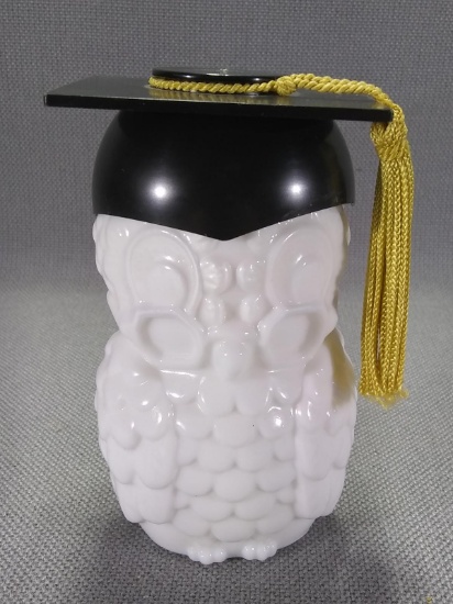 White Milkglass Graduate Owl by Avon