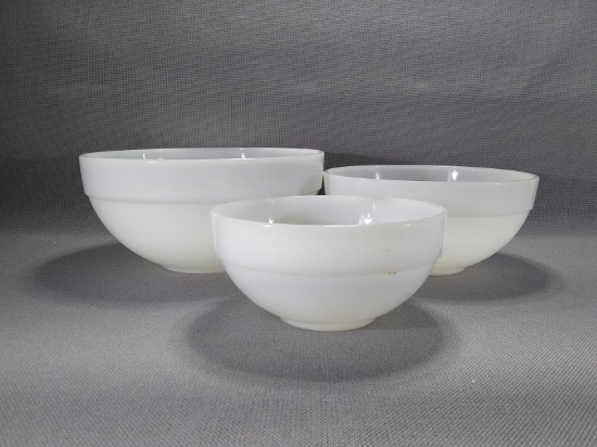 Collection of 3 Fireking Milkglass Graduated Mixing Bowls