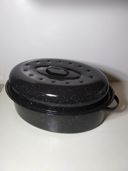 Enamel Splatterware Turkey Roaster