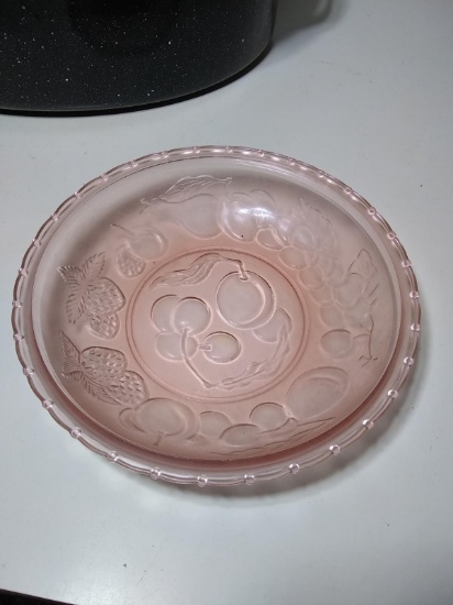 Vintage Pink Depression Cherries Dish