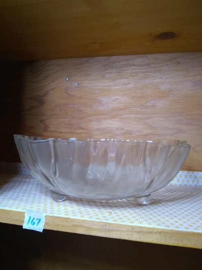 Glass Cabbage Lef Serving Bowl
