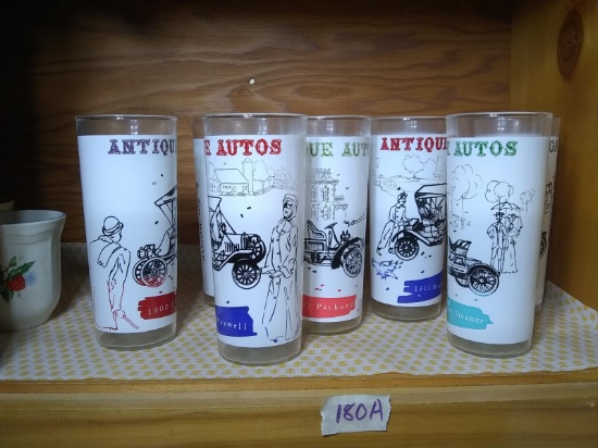 Collection of Vintage Antique Auto Barware Glasses
