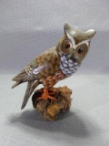 Handcarved and Painted Owl on Driftwood Figure