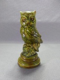 Vintage MCM Green Ceramic Owl Figure