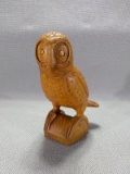 Handcarved Wooden Owl Figure