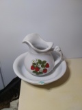 Ceramic Strawberry Bowl and Pitcher